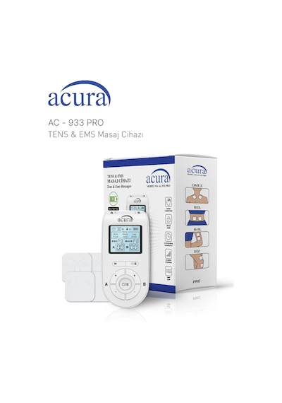 Acura Ac-933 Pro Şarj Edilebilir, Çift Kanallı 22 Programlı Profesyonel Tens Cihazı
