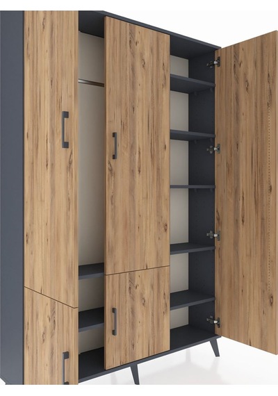 Arges Dolap 7 Raflı 5 Kapaklı Tek Askılı 132x30x195 Antrasit-çam/antrasit Atlas Çam/antrasıt Arges Dolap 7 Raflı 5 Kapaklı Tek Askılı 132x30x195 Antrasit-çam/antrasit Atlas Çam/antrasıt
