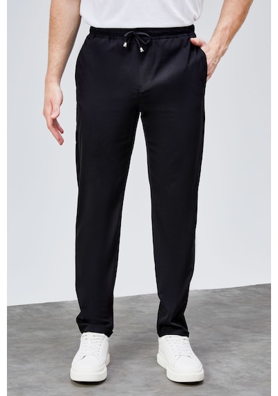 HLT Jeans Erkek Siyah Relaxed Fit Yandan Cepli Beli Lastikli Bağcıklı Duble Paça Jogger Pantolon Bolt-1996 Siyah
