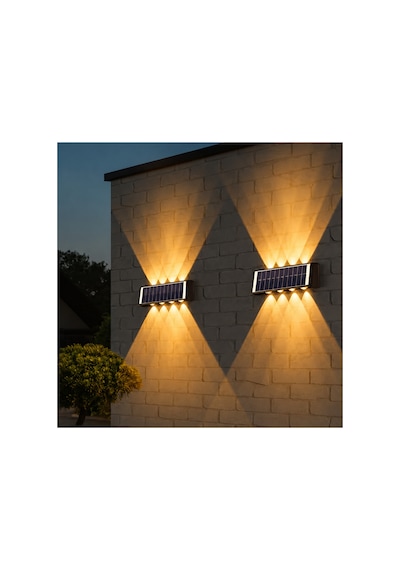 Amber Rengi Güneş Enerjili Led Aplik Ct-8010 - Solar Enerjili Bahçe Aydınlatma Turuncu