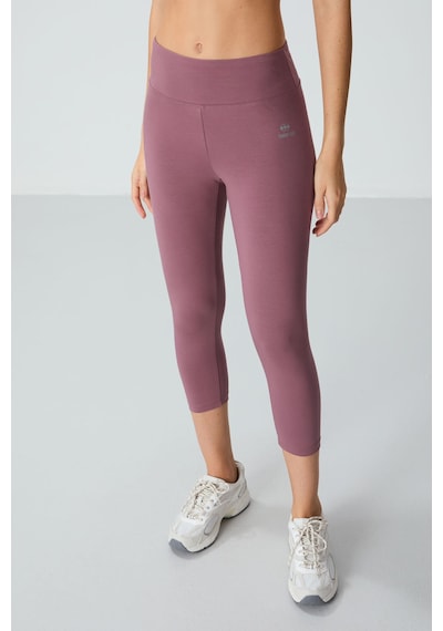Tommylife Slim Fit 3lü Paket İndigo-gül Kurusu-kahverengi Kadın Kapri Tayt - 93097 Mavi - Mor