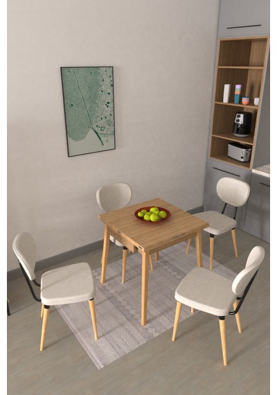 Vilinze Deniz Sandalye Avanos Ahşap Mdf Kanatlı Mutfak Masası Takımı - 70x70+70 Cmtk-avanos-07070k-nn-d33deniz-sigmabeyaz Kırık Beyaz