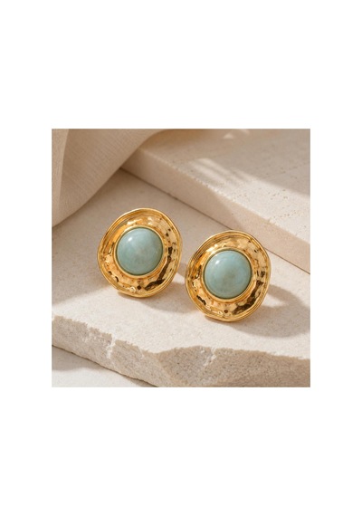 Gold Çerçeveli Su Yeşili Taş Detaylı Kadın Küpe Yeşil - 886705037 Yeşil - 886705037 Yeşil