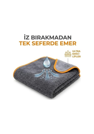 Sogud Mikrofiber Oto Kurulama Bezi 50x70 Cm 550 Gsm Süper Emici Araç Kurulama Havlusu, İz Bırakmaz & Çizmez, Tek Silmede Kurutma, Profesyonel Oto Temizlik Bezi - Siyah