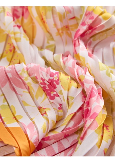 Koton Pileli Saten Kare Fular Bandana Multıcolor 6sak50107aa Mavi