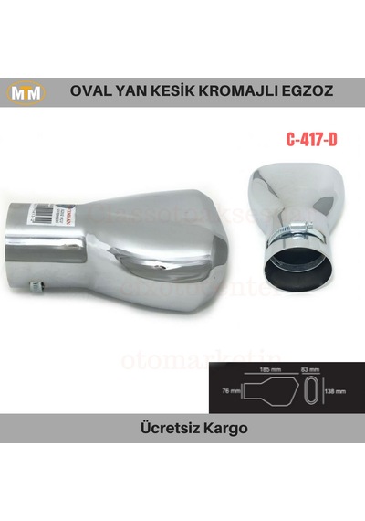Carmind Oval Yan Kesik Kromajlı Egzoz Ucu C-417d