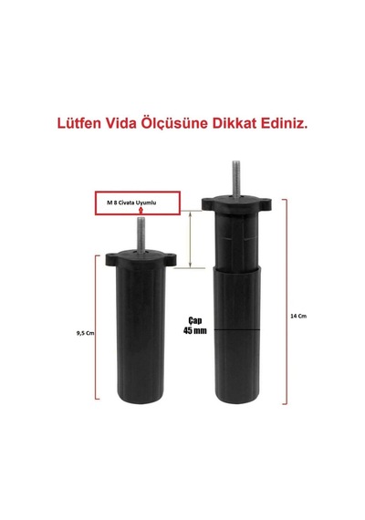 İstanbule-Hırdavat Koltuk Kanepe Baza Çekyat Plastik Orta Ayak 9-14 Cm Arası Ayarlı