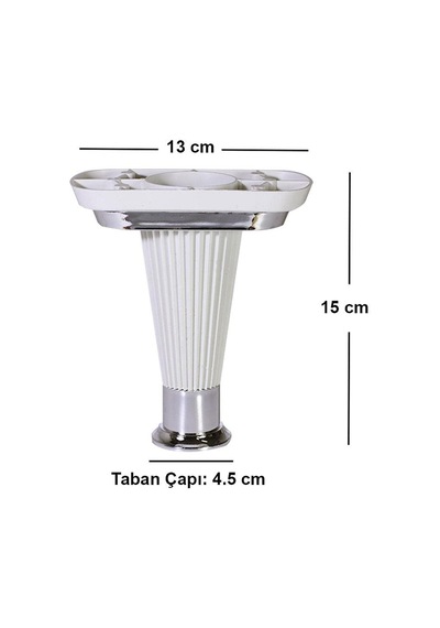 Badem10 Nitra Mobilya Kanepe Koltuk Ünite Ayağı 15 Cm Beyaz Krom Baza Ayak 4 Adet 6395751