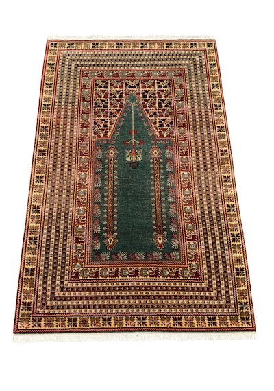 El Dokuma Sıfır Bünyan Halısı Seccade 118x185 Su Yeşili Namazlık