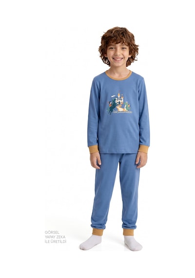 Penti Erkek Çocuk Tiny Friends Adventure Pamuklu Uzun Kollu 2li Pijama Takımı Çok Renkli