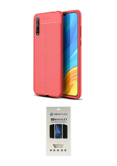 Cep Huawei Uyumlu P Smart S Kılıf Doruk Klasik Özel Seri İkili Koruma Seti Najmaddin Kırmızı