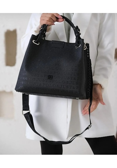 Just Polo Kadın Büyük Boy 2 Bölmeli Lüks El Ve Omuz Çantası Ebat : 28 X 32 Cm Siyah 94911361
