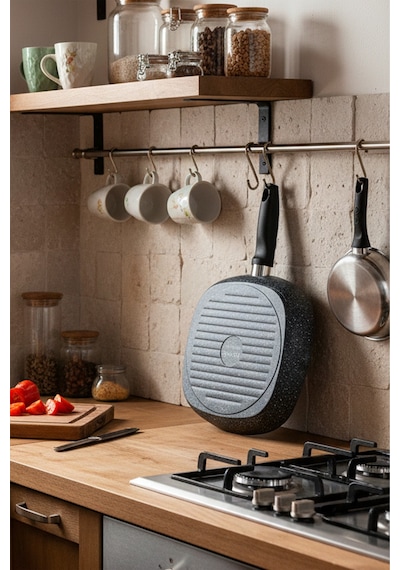 Bernardo Carolin 2 Parça Grill Tava Seti Gri 26 cm -28 Cm