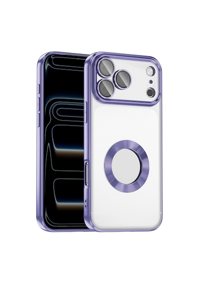 Zore Apple iPhone Uyumlu 17 Pro Max Kılıf Kamera Korumalı Logo Gösteren Zore Omega Kapak - Lila
