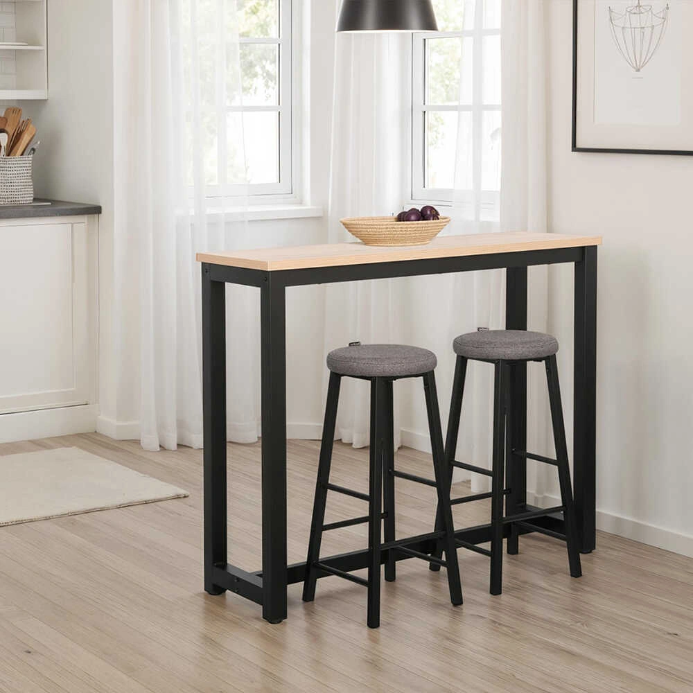 High-rise 2 Tabureli Yüksek Ayaklı Yemek Masası - Ceviz/ Siyah 120x40x100 Ceviz