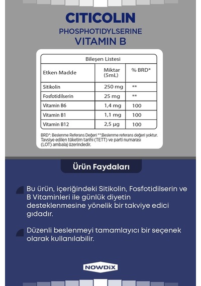 Nowdix Sitikolin Fosfotidilserin 150 ML