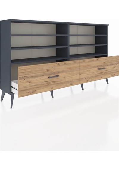 Arges Konsol 6 Raflı 2 Çekmeceli 176x30x99 Antrasit-antrasit/çam Antrasıt/atlas Çam - Antrasıt Arges Konsol 6 Raflı 2 Çekmeceli 176x30x99 Antrasit-antrasit/çam Antrasıt/atlas Çam - Antrasıt