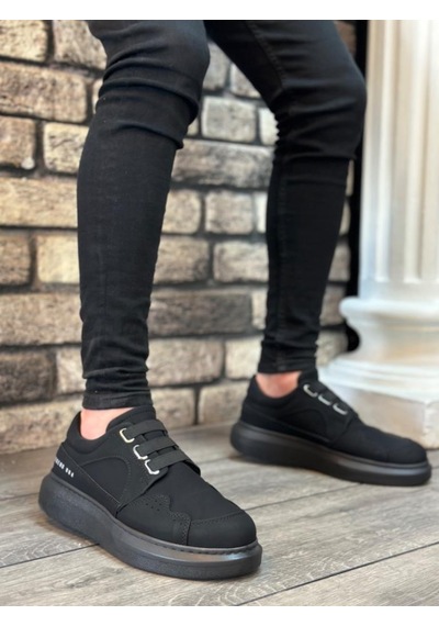 Ba0302 Boa Kalın Taban Bağcıksız Tarz Casual Siyah Siyah Erkek Ayakkabı