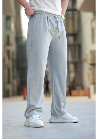 Madmext Gri Beli Ayarlanabilir Rahat Kesim Erkek Pantolon E6564