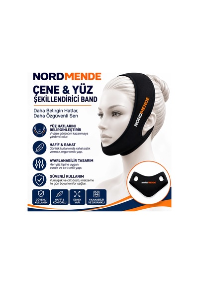Nordmende Çene Ve Yüz Şekillendirici Band - Ayarlanabilir V-line Yüz Toparlayıcı Band - Cırt Cırtlı Esnek Y