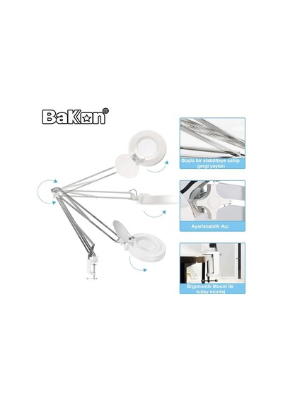 Bakon Bk500c-5x 15w Led Akrobat Büyüteç 127 Mm 5 Diopter Mercek Loop