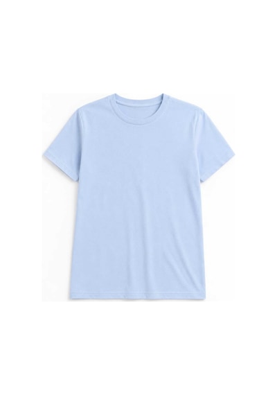 Tenra Kadın Basic Tişört Bisiklet Yaka Kısa Kol Premium Pamuklu Mavi