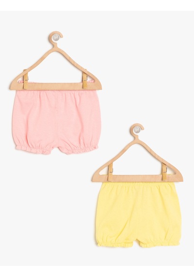 Koton Pamuklu Beli Lastikli 2'li Şort Seti Pınk-yellow 8yng15218zk Pembe - Sarı