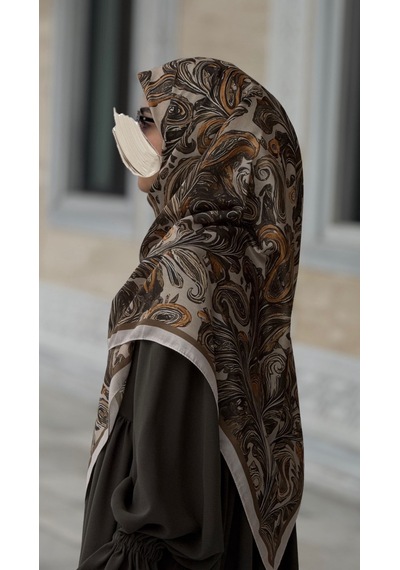 Qalortex Scarf Pamuklu Soft Açelya Desen Eşarp-haki