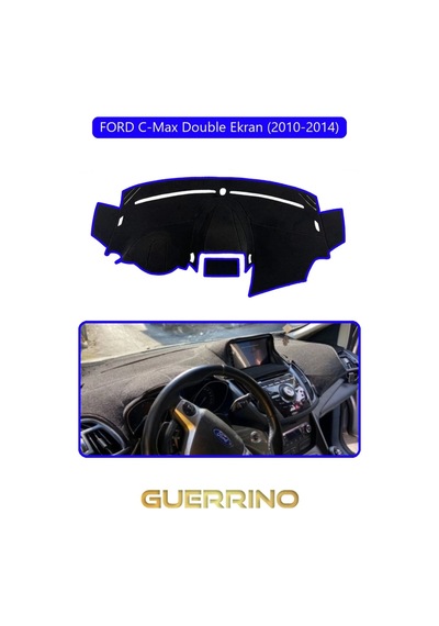 Ford C-max Double Ekran 2010-2014 Torpido Koruma Halısı Mavi Kenar 1 Adet