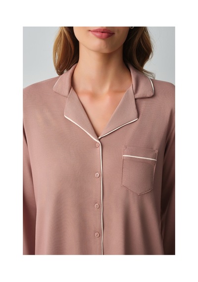 Suwen Misty Gömlek Yaka Pijama Takımı Wsh105100591268 Cappuccino