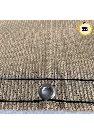 %95'Lik Gölgelik-Rüzgar Filesi-Koyu Bej |Güçlendirilmiş Kenar