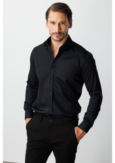 Igs Siyah Slim Fit Dar Kalıp Klasik Yaka Düz Uzun Kollu Cepsiz %100 Pamuk Gömlek-20003 Siyah Igs Siyah Slim Fit Dar Kalıp Klasik Yaka Düz Uzun Kollu Cepsiz %100 Pamuk Gömlek-20003 Siyah