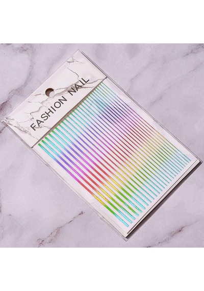Adanil Nail Art Kendinden Yapışkanlı Şerit Sticker Parıltılı Çok Renkli Gökkuşağı Rainbow