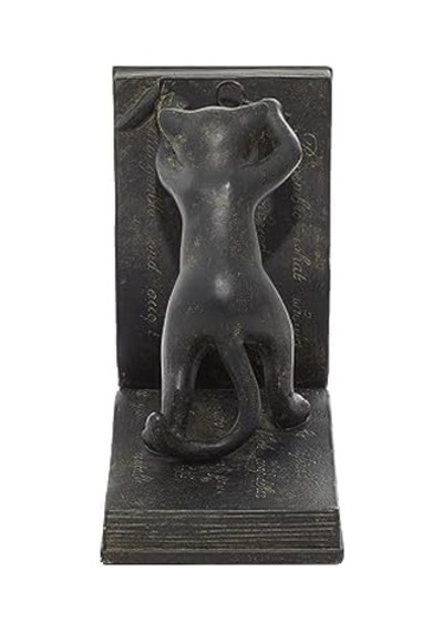 Deco 79 Polystone Kedi Dekoratif Kitap Desteği, 2'li Set, 18 Cm Yükseklik, Siyah