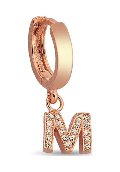 M Harfi Sallantılı 925 Ayar Gümüş Rose Tek Küpe - 12080202 Rose Gold