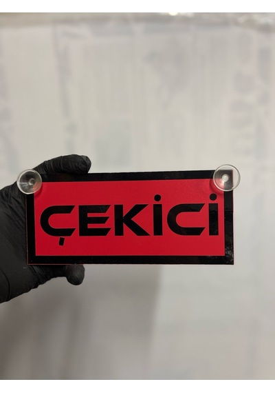 Kırmızı Renk Üzeri Siyah Renk Çekici Yazılı Vantuzlu Cam Süsü