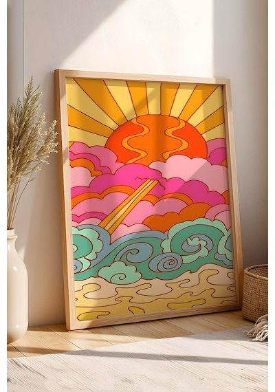 Gün Batımı Renkli Bulutlar Çerçeveli Tablo - Pop Art Poster Tablo