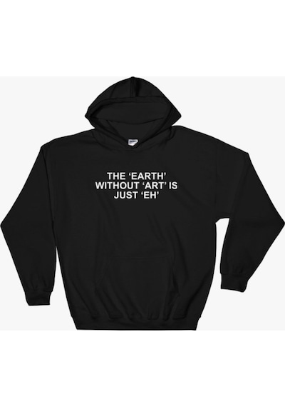 The Earth Without Art Baskılı Kapşonlu Sweatshirt Siyah