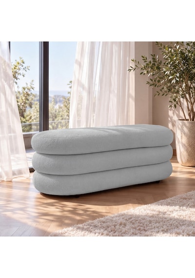 İnarch Dizayn Naturis Sandıklı Bench Depolama Alanlı Modern Puf Açık Gri