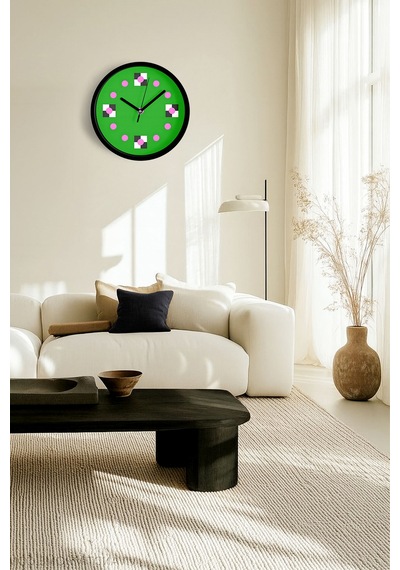 Soyut - Geometrik Temalı Modern Duvar Saati - 30cm - Önü Camlı Siyah Kasa - Sessiz Mekanizma-jh0050 Siyah