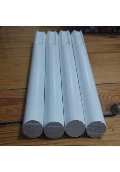 Kanallı 42cm Gürgen Ahşap Ayak Beyaz Renk 4 Adet Ayak