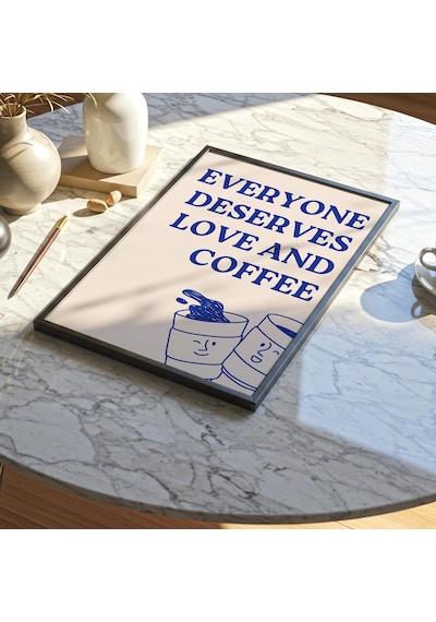 Aşk Ve Kahve Poster: Eğlenceli Mutfak Duvar Sanatı &
