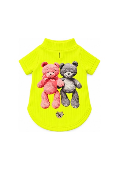 Miniş Neon Sarı Teddy Buddy Esnek Küçük Irk Köpek T-shirtü-21637