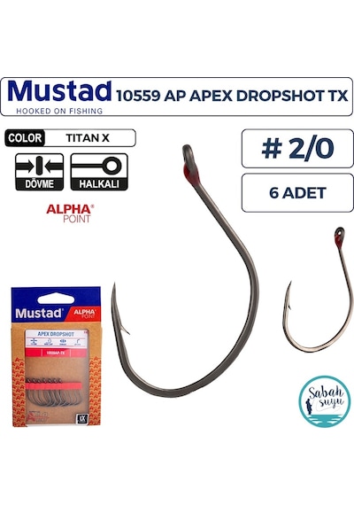 Mustad 10559 Ap Apex Dropshot Olta İğnesi Tx 2/0 6 Adet