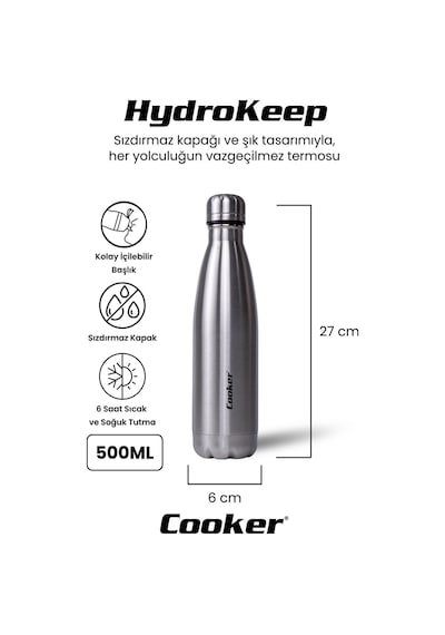 Cooker Hydrokeep 500 Ml Paslanmaz Çelik Şişe Termos Ckr2053 Diğer