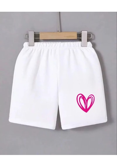 Hazego Beli Lastikli Baskılı Mini Şort - Beyaz Beyaz