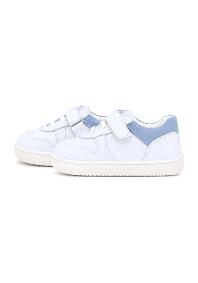 Rakerplus Bob Hakiki Deri Beyaz Nubuk Mavi Cırtlı Bebek Sneaker Ayakkabı