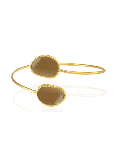 Kadir Jewellery 22 Ayar Altın Kaplama Zirkon Taşlı Ayarlanabilir Trend Bilezik Kahverengi