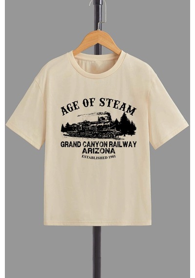 Uyguntarz Çocuk Cartoon Face Pamuklu Tshirt Bej