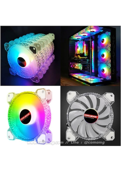 Coolmoon 12cm Rgb P Kasa Fanı Kristal Elmas Yüzey - 6pin Soğutucu Fan Kontrolcü Olmadan Çalışmaz
